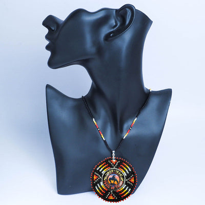 SALE 30% OFF - Trail of Tears Beaded Sunburst Handmade Beaded Wire Necklace Pendant Unisex With Native American Style