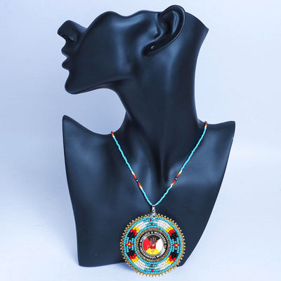 SALE 30% OFF - MMIW Handmade Beaded Wire Necklace Pendant For Women With Native American Style