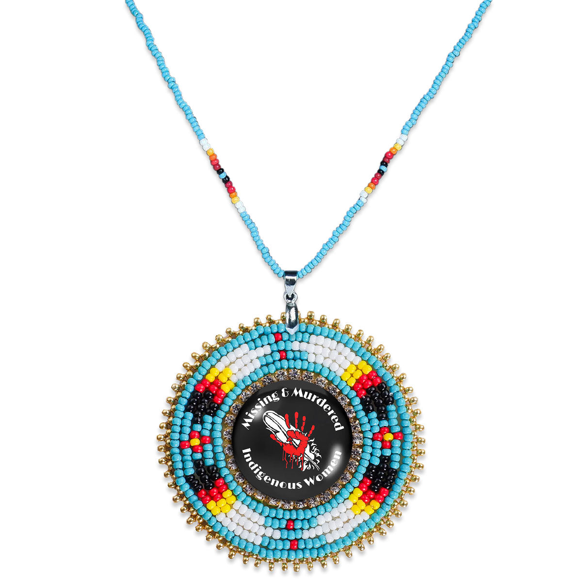 SALE 30% OFF - MMIW Feather Handmade Beaded Wire Necklace Pendant Unisex With Native American Style