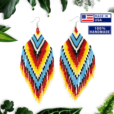 SALE 30% OFF - Big Sun Colors Hook Beaded Handmade Earrings For Women