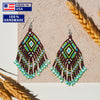 SALE 30% OFF - Brown Seed Bead  Pattern Beaded Handmade Earrings For Women