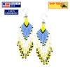 SALE 30% OFF - Turquoise White Yellow Beaded Handmade Earrings For Women