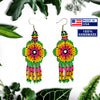 SALE 30% OFF - Ethnic Flower Green Beaded Chandelier Beaded Handmade Earrings For Women