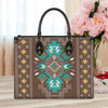 Blue Pattern Brown Bathroom Leather Handbag WCS017