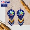 SALE 30% OFF - Blue 4 Directions Flower Round Beaded Handmade Earrings For Women