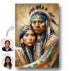 Custom Native American Couple Portrait Photo Canvas Art Gift Home Decor