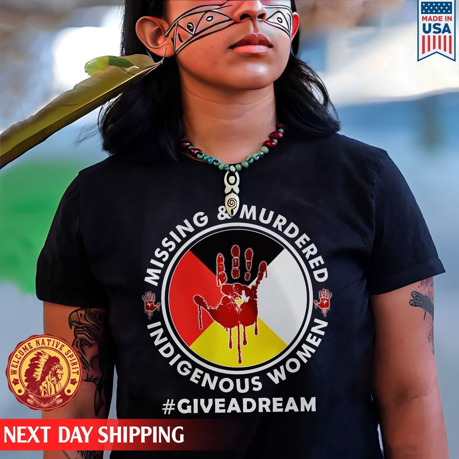 Give A Dream MMIW Red Hand On Wheel Unisex T-Shirt/Hoodie/Sweatshirt