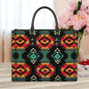 Native American Patterns Black Red Leather Handbag WCS007