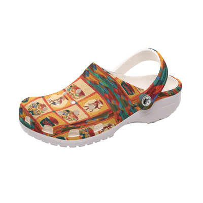 Fleece Unisex Orange Pattern Clog Shoes For Women and Men Native American Style