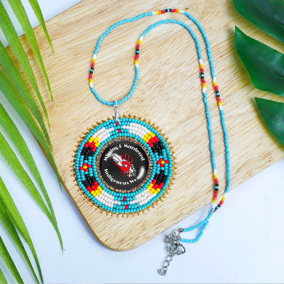 SALE 30% OFF -  Missing and Murdered Indigenious Women 2 Sunburst Beaded Patch Necklace Pendant