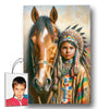 Custom Native American Child And The Horse Photo Canvas Art Gift Home Decor