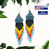 SALE 30% OFF - Black Multicolored Long Pattern Beaded Handmade Earrings For Women