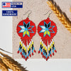 SALE 30% OFF - Red 4 Directions Round Fringe Beaded Handmade Earrings For Women