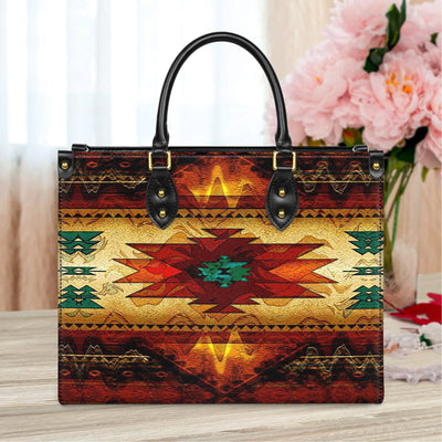 United Tribes Brown Design Native American Leather Handbag WCS008