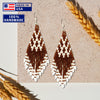 SALE 30% OFF - Seed Bead Brown Pattern Beaded Handmade Earrings For Women