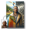 Custom Native American Chief Standing Portrait Photo Canvas Art Gift Home Decor