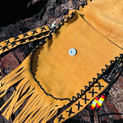 SALE 30% OFF - MMIW Handmade Leather Beaded Bag