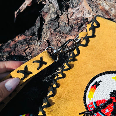 SALE 30% OFF - MMIW Handmade Leather Beaded Bag