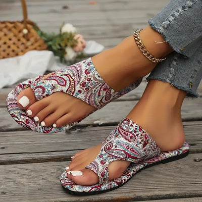 Slide Sandals Women's Ethnic Style Flower Pattern - Best for Gift, Daily And Beach 02