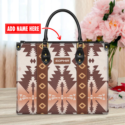 Personalized Leather Handbag for Women - Design Patten Boho Aztec Style LB06