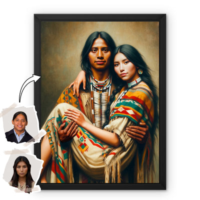 Custom Native American Couple Photo Canvas Art Gift Home Decor