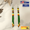 SALE 30% OFF - Green Extra Long Beaded Handmade Earrings For Women