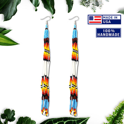 SALE 30% OFF - Multi-Color Long Beaded Handmade Earrings For Women