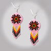 SALE 30% OFF - Pink Fire Color Round Beaded Handmade Earrings For Women