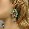 SALE 30% OFF - Ethnic Flower Turquoise Chandelier Beaded Handmade Earrings For Women