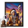 Custom Native American Chief And Scepter Sitting Portrait Photo Canvas Art Gift Home Decor