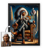 Custom Native American Chief And Scepter Sitting Portrait Photo Canvas Art Gift Home Decor