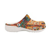 Fleece Unisex Orange Pattern Clog Shoes For Women and Men Native American Style