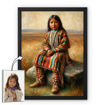 Custom Native American Child Photo Canvas Art Gift Home Decor