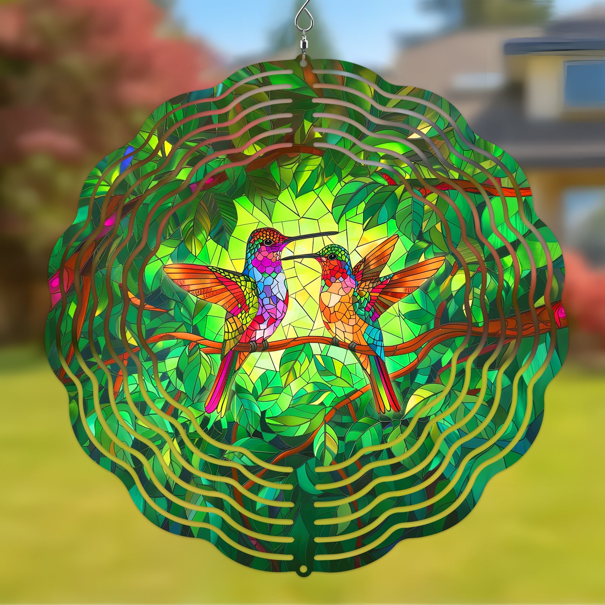 Colorful Native American Hummingbirds Wind Spinner