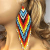 SALE 30% OFF - Big Sun Colors Hook Beaded Handmade Earrings For Women