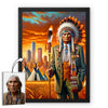 Custom Native American Chief Standing Portrait Photo Canvas Art Gift Home Decor