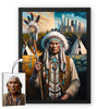 Custom Native American Chief And Scepter Standing Portrait Photo Canvas Art Gift Home Decor