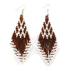 SALE 30% OFF - Seed Bead Brown Pattern Beaded Handmade Earrings For Women