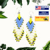 SALE 30% OFF - Turquoise White Yellow Beaded Handmade Earrings For Women