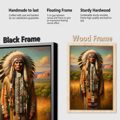 Custom Native American Chief Standing Portrait Photo Canvas Art Gift Home Decor