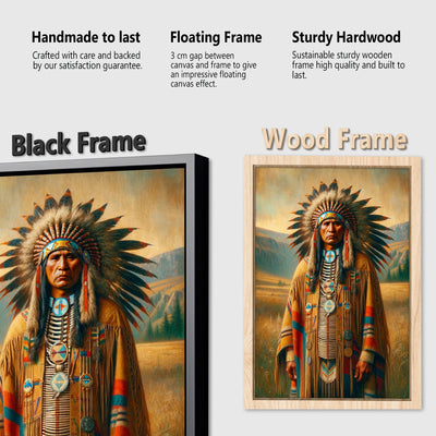 Custom Native American Chief Standing Portrait Photo Canvas Art Gift Home Decor