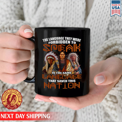 Native American Language That Saved This Nation Three Man American Coffee Mug