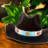 SALE 30% OFF - Turquoise Blue Turtle Beaded Cowboy Hat Band Waist Belt IBL