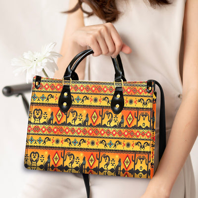 Kokopelli Myth Yellow Native Leather Handbag WCS022