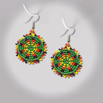 SALE 30% OFF - Cute Round Green Beaded Handmade Earrings For Women