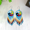 SALE 30% OFF - Turquoise Blue Fringe Earrings Beaded Handmade Earrings For Women