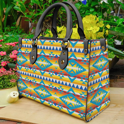 Ethnic Geometric Pattern Leather Handbag WCS045