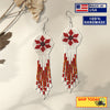 SALE 30% OFF - White Red Flower Beaded Handmade Earrings For Women