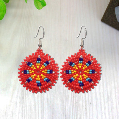 SALE 30% OFF - Cute Round Red Beaded Handmade Earrings For Women