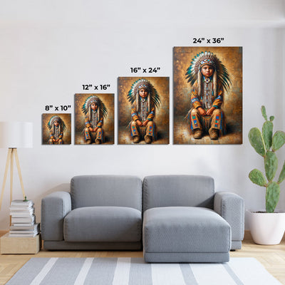 Custom Native American Child Photo Canvas Art Gift Home Decor